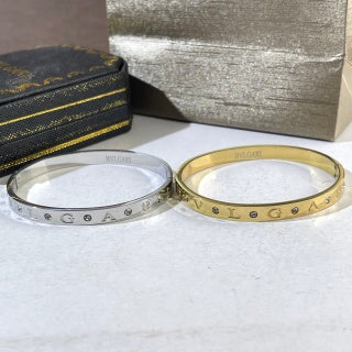Bvlgari Two Tone Letter Detail Cuff Bracelet – Elegant Luxury Jewelry