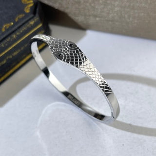 Bvlgari Serpent Scale Black Accent Cuff Bracelet – Elegant Luxury Jewelry