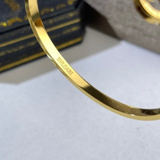 Bvlgari Gold Logo Open Cuff Bracelet – Elegant Luxury Jewelry