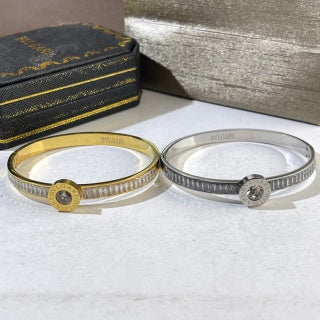 Bvlgari Two Tone Logo Cuff Bracelet – Elegant Luxury Jewelry