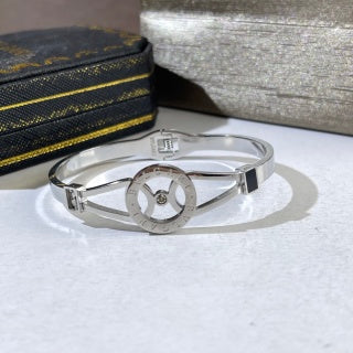 Bvlgari Silver Black Accent Cuff Bracelet – Elegant Luxury Jewelry