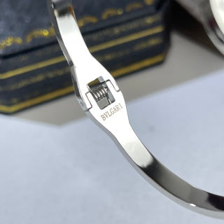 Bvlgari Silver Black Accent Cuff Bracelet – Elegant Luxury Jewelry