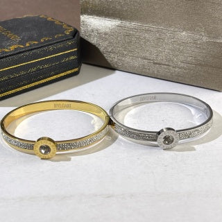 Bvlgari Two Tone Logo Cuff Bracelet – Elegant Luxury Jewelry
