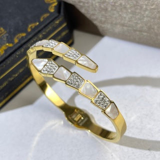 Bvlgari Gold Geometric Diamond Cuff Bracelet – Elegant Luxury Jewelry