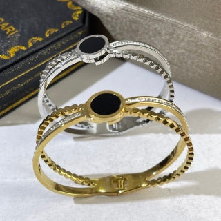 Bvlgari Two Tone Black Accent Cuff Bracelet – Elegant Luxury Jewelry