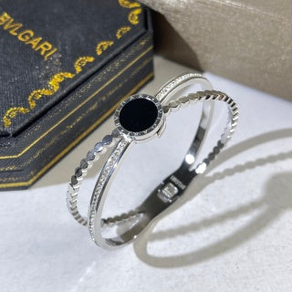 Bvlgari Two Tone Black Accent Cuff Bracelet – Elegant Luxury Jewelry