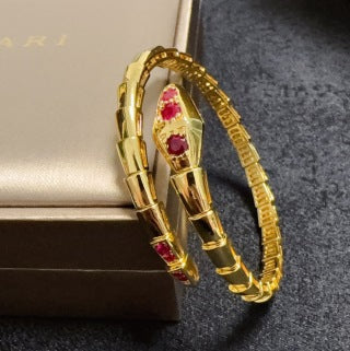 Bvlgari Serpenti Rose Gold Red Gemstone Bracelet – Elegant Luxury Jewelry