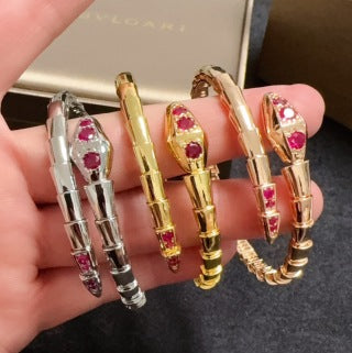 Bvlgari Serpenti Rose Gold Red Gemstone Bracelet – Elegant Luxury Jewelry