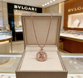 Bvlgari Rose Gold Medallion Pendant Necklace – Elegant Luxury Jewelry