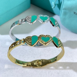 Tiffany Heart Tag Enamel Bangle Bracelet – Turquoise Heart Luxury Jewelry