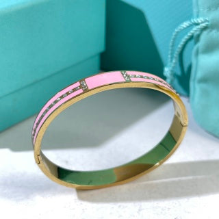 Tiffany T Colorful Enamel Diamond Bangle Bracelet – Elegant Luxury Jewelry