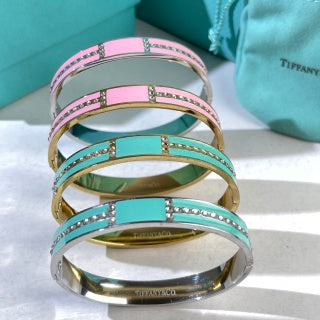 Tiffany T Colorful Enamel Diamond Bangle Bracelet – Elegant Luxury Jewelry