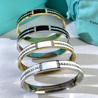 Tiffany T Enamel Diamond Bangle Bracelet – Modern Luxury Jewelry