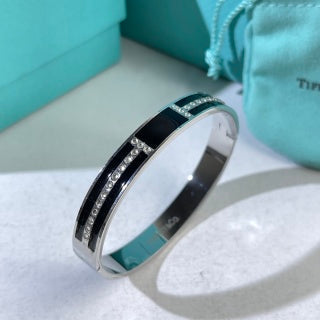 Tiffany T Enamel Diamond Bangle Bracelet – Modern Luxury Jewelry