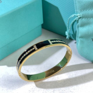 Tiffany T Enamel Diamond Bangle Bracelet – Modern Luxury Jewelry