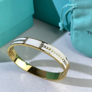 Tiffany T Enamel Diamond Bangle Bracelet – Modern Luxury Jewelry