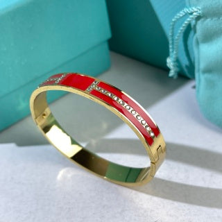 Tiffany T Enamel Diamond Hinged Bangle – Colorful Luxury Bracelet