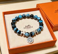 Hermès Azure Obsidian Bead Medallion Bracelet