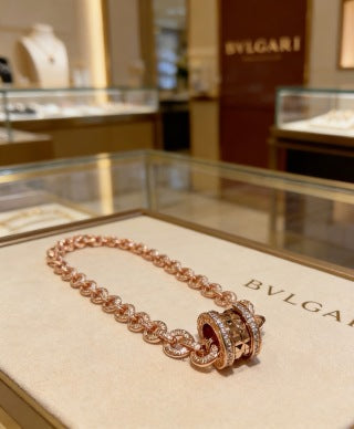Bvlgari Rose Gold Diamond Link Necklace – Elegant Luxury Jewelry