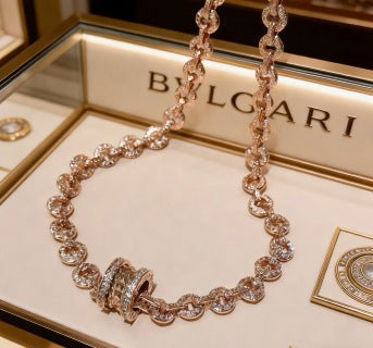 Bvlgari Rose Gold Diamond Link Necklace – Elegant Luxury Jewelry