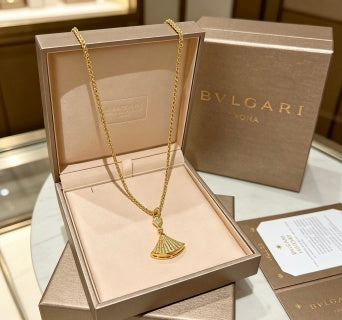 Bvlgari Gold Fan Pendant Necklace – Elegant Luxury Jewelry