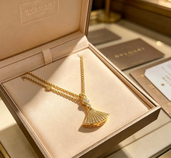 Bvlgari Gold Fan Pendant Necklace – Elegant Luxury Jewelry