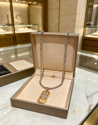 Bvlgari Silver Geometric Pendant Necklace – Elegant Luxury Jewelry