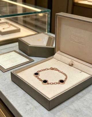 Bvlgari Rose Gold Black Gemstone Bracelet – Elegant Luxury Jewelry