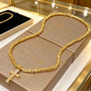 Bvlgari Gold Diamond Cross Pendant Necklace – Elegant Luxury Jewelry