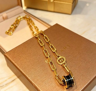 Bvlgari Tubogas Black & Gold Pendant Necklace – Iconic Luxury Collection
