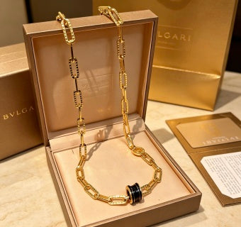 Bvlgari Tubogas Black & Gold Pendant Necklace – Iconic Luxury Collection