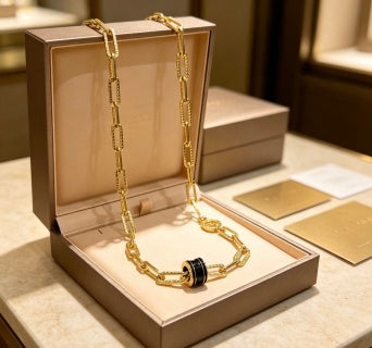 Bvlgari Tubogas Black & Gold Pendant Necklace – Iconic Luxury Collection