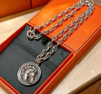 Hermès Equestrian Medallion Toggle Chain Necklace