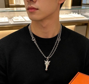 Hermès Equestrian Horse Head Pendant Chain Necklace