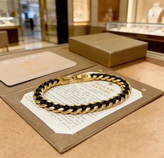 Bvlgari Black & Gold Signature Chain Bracelet – Bold Luxury Collection