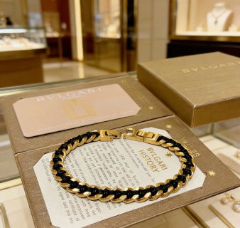 Bvlgari Black & Gold Signature Chain Bracelet – Bold Luxury Collection
