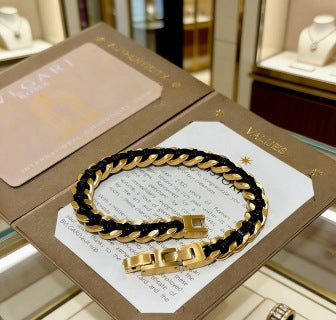 Bvlgari Black & Gold Signature Chain Bracelet – Bold Luxury Collection