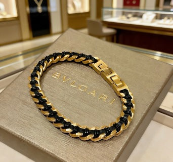 Bvlgari Black & Gold Signature Chain Bracelet – Bold Luxury Collection