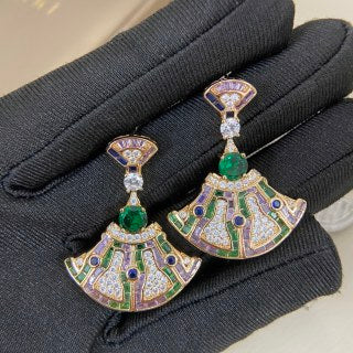 Bulgari New Gradient Colored Diamond Dress-Shaped Stud Earrings