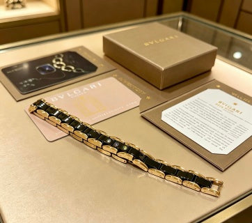 Bvlgari Black & Gold Link Bracelet – Elegant Luxury Jewelry