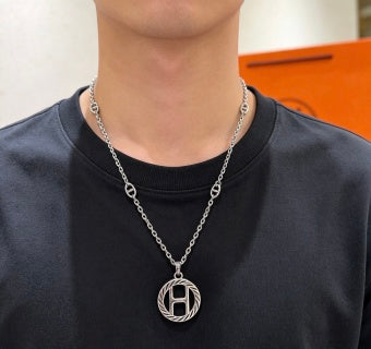 Hermès Circular H Emblem Pendant Necklace