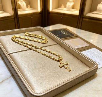 Bvlgari Gold Cross Pendant Necklace – Elegant Luxury Jewelry