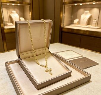 Bvlgari Gold Cross Pendant Necklace – Elegant Luxury Jewelry