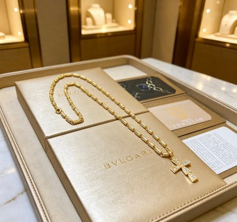 Bvlgari Gold Cross Pendant Necklace – Elegant Luxury Jewelry
