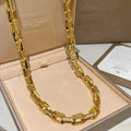 Bvlgari Gold Geometric Link Chain Necklace – Elegant Luxury Jewelry