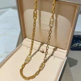 Bvlgari Gold Geometric Link Necklace – Elegant Luxury Jewelry