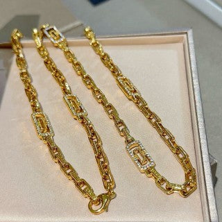 Bvlgari Gold Geometric Link Necklace – Elegant Luxury Jewelry