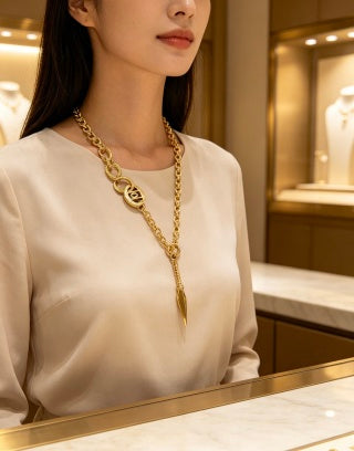 Bvlgari Gold Pendant Drop Necklace – Elegant Luxury Jewelry