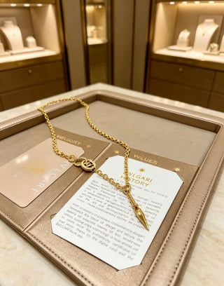 Bvlgari Gold Pendant Drop Necklace – Elegant Luxury Jewelry