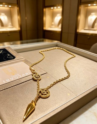 Bvlgari Gold Pendant Drop Necklace – Elegant Luxury Jewelry